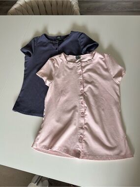 Women Button Up Short Sleeves M